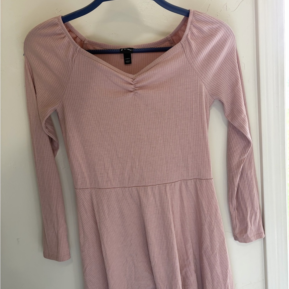 Art Class Ribbed Long Sleeve Top in Pale Blush - Picture 2 of 3